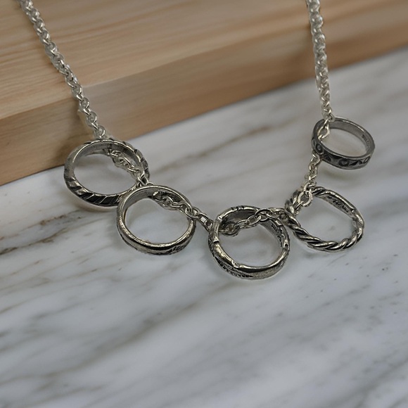 Carolyn Pollack 925 Sterling Silver 5 Round Ring Eternity Pendant Necklace